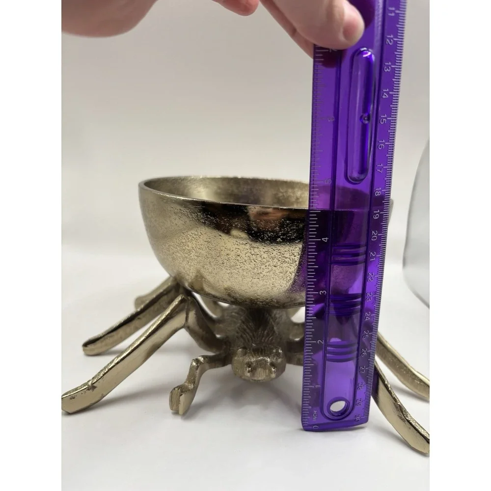 Rachel Zoe Medal Silver & Gold Spider Candy Bowl Halloween Decor Set Of 2